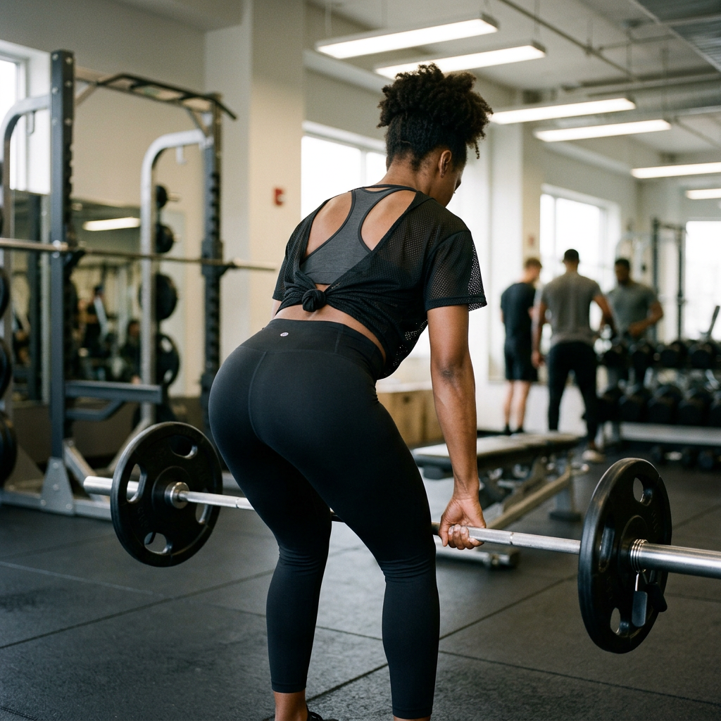 African American woman performing RDL, face not visible